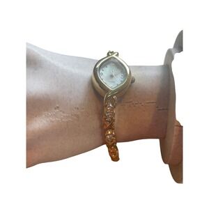 Gold Tone Rhinestone‎ Quartz Ladies Watch Bracelet Jewelry Gift